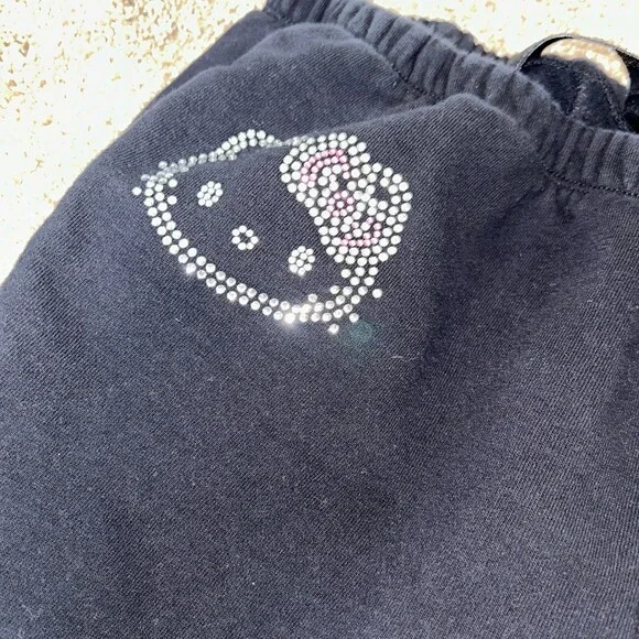 Hello Kitty sweatsuit cropped top and joggers rhinestone black/pink/solver SZ XS - Picture 6 of 12